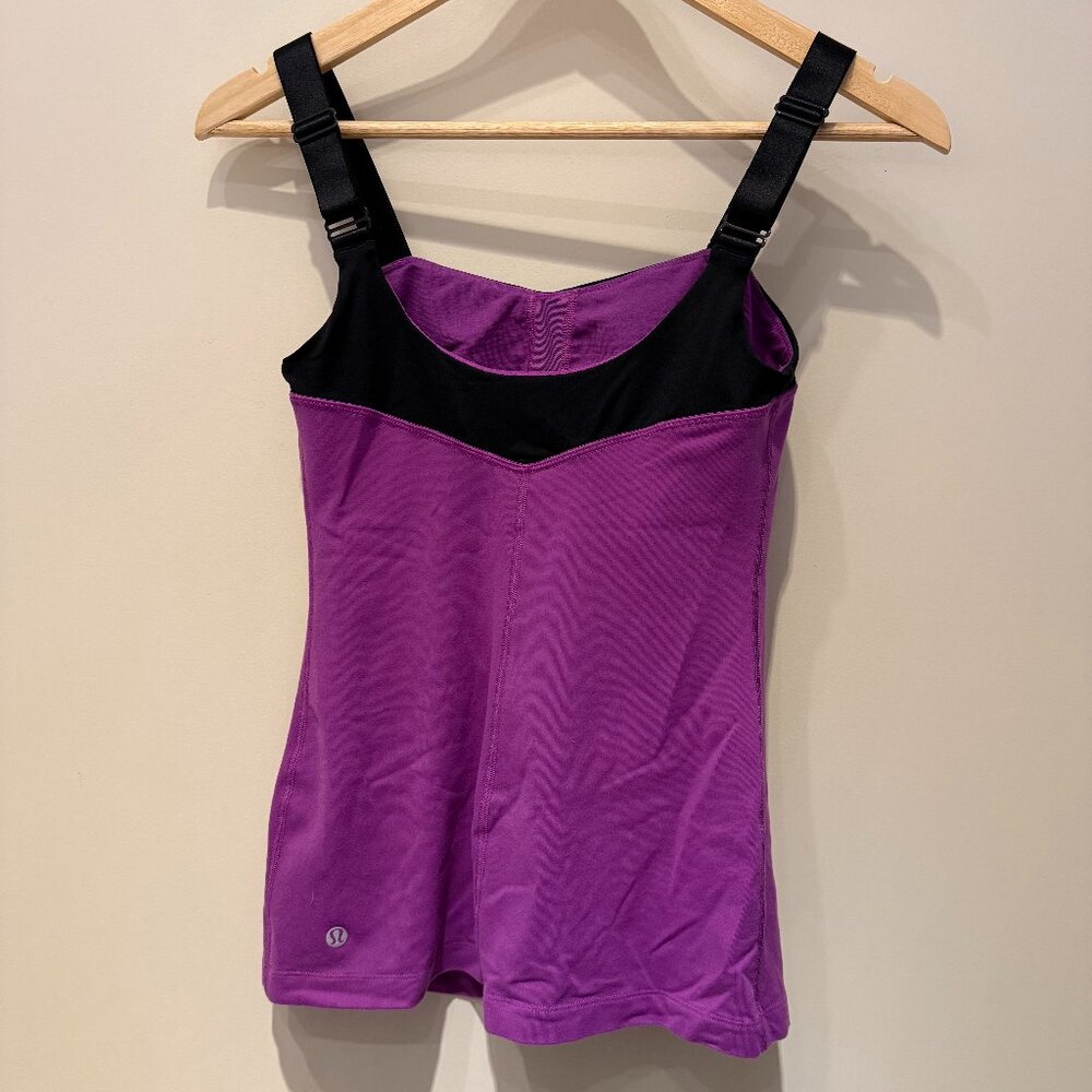 Lululemon Purple & Black Workout Tank With Built-In Shelf Bra | Womens Size 6
